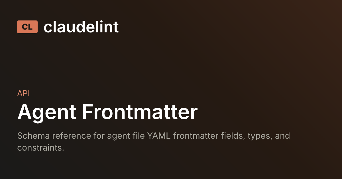 Agentfile Type Agent Frontmatter | claudelint
